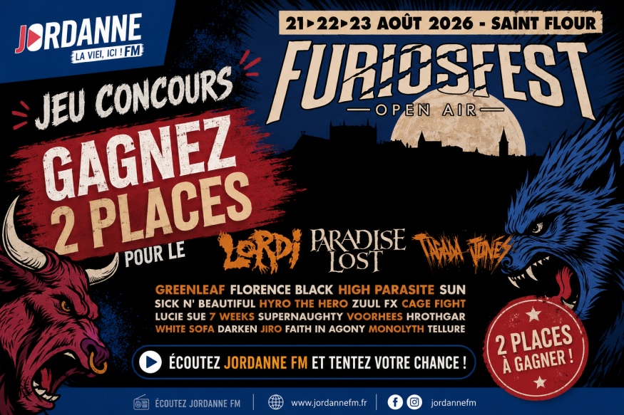 Gagnez vos places pour le festival de metal, le Furiosfest, du 21 au 23 août 2026 à…